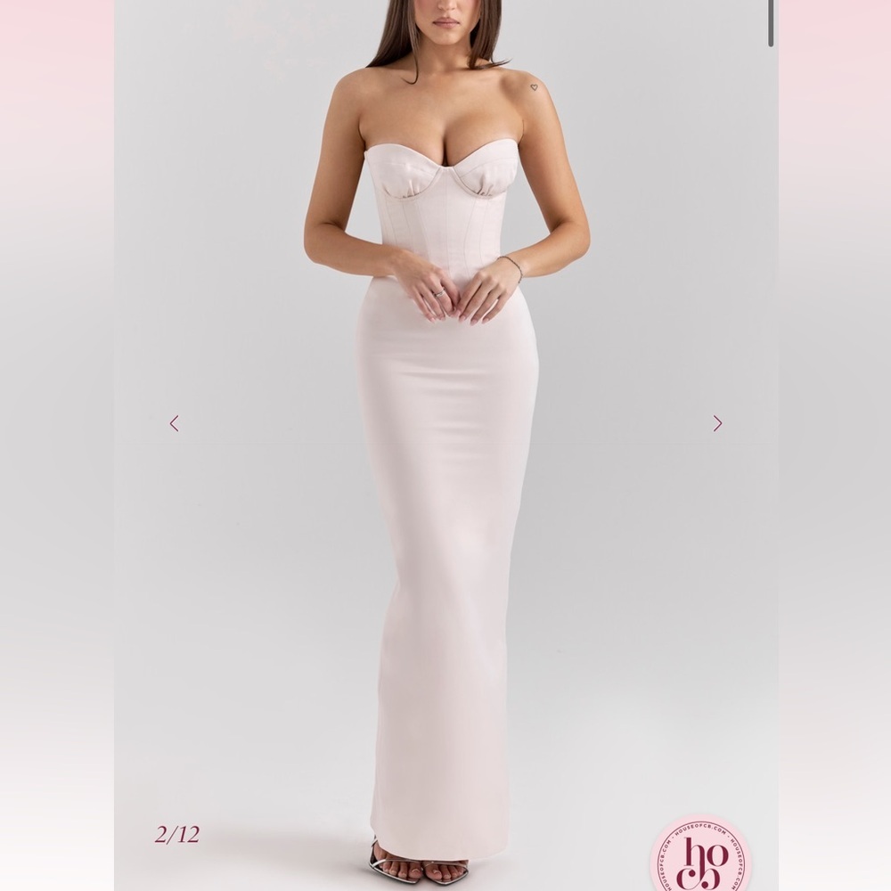 new House of CB VALERIA Blush Satin Midi Dress
